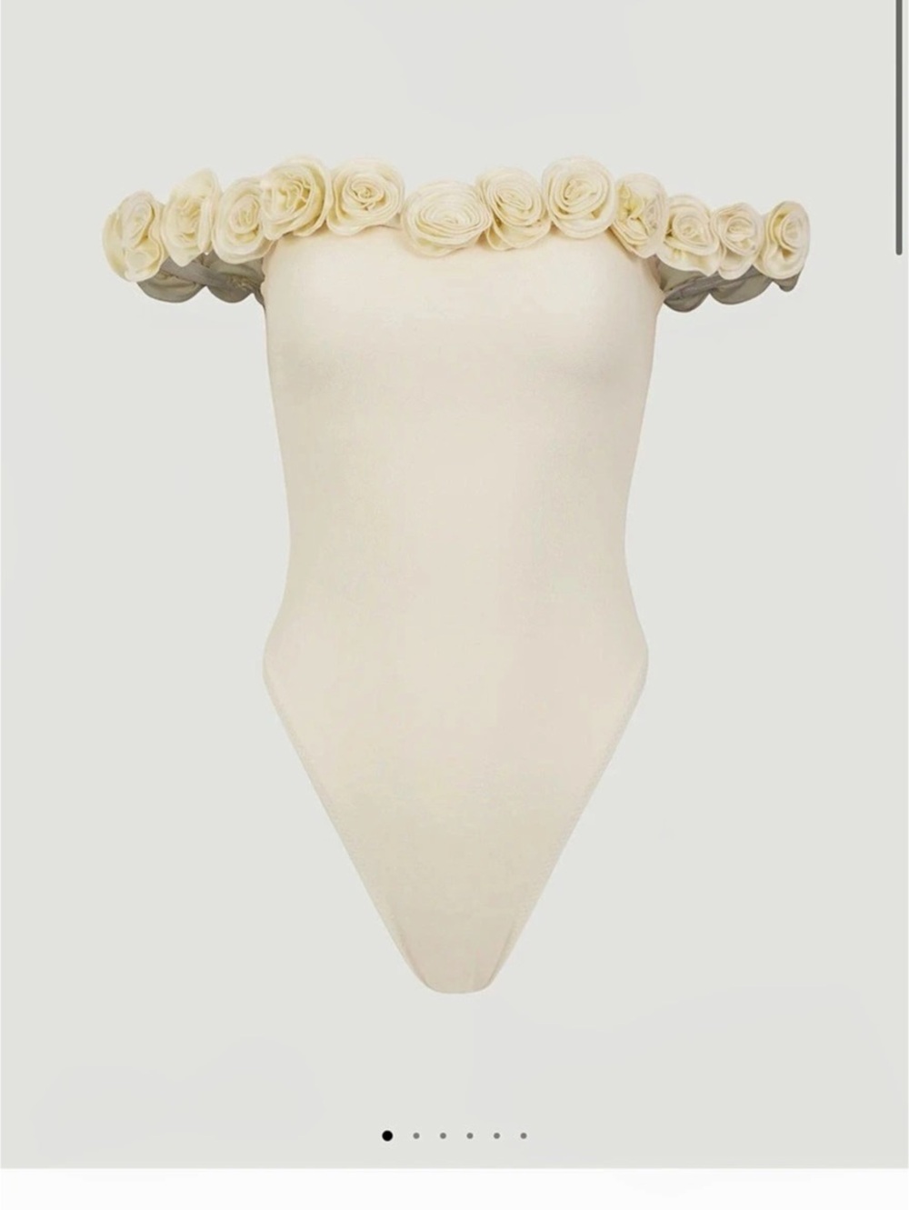 NEW SAME Rosette Off Shoulder One Piece Cream Small